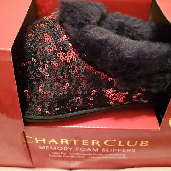 Charter Club Glitter Red/ Black Glitter Slippers - Picture 4 of 4